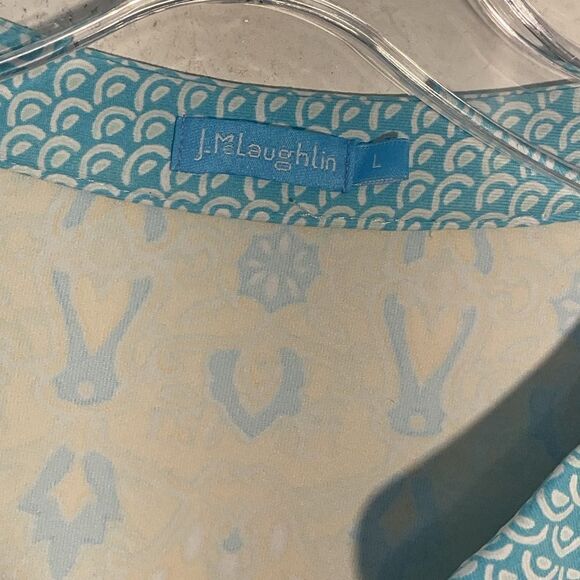 J MCLAUGHLIN LADIES LARGE yellow GREEN BLUE TUNIC SANTANA KNIT CASUAL EVERYDAY - Picture 2 of 11